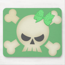 Niedlicher Punkschädel und Bogen (grünes) Mousepad