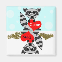 Niedlicher Raccoon-sauberer/schmutziger Spülmaschi Kühlschrankmagnete
