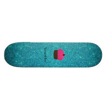 Niedlicher rosa Glitterkuchen-Türkis-Glitter Personalisiertes Skatedeck