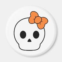 Niedlicher Schädel mit einem orange Bogen Magnete