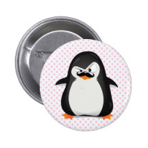 Niedlicher Schwarz-weißer Penguin und lustiger Sch Button