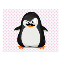 Niedlicher Schwarz-weißer Penguin und lustiger Sch Postkarten