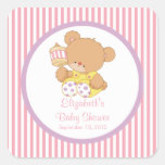 Niedlicher Teddy-Bärn-Baby-Duschen-Quadrat-Aufkleb
