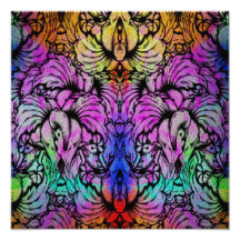 Niedlicher Trendy Watercolor mit Blumen Fotodruck