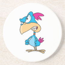 niedlicher verärgerter gemeiner Vogel-Cartoonchara Untersatz
