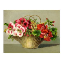 Niedlicher Vintager Blumen-Korb Postkarte