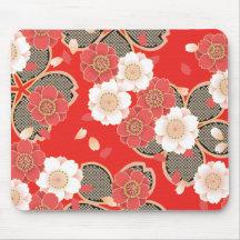 Niedlicher Vintager roter weißer mit Blumenvektor Mousepads