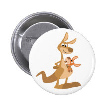 Niedliches Cartoon-Känguru Mama-und Joey Knopf-Abz Button