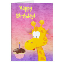 Niedliches Giraffen-u. Kuchen-alles Gute zum Gebur Grußkarte