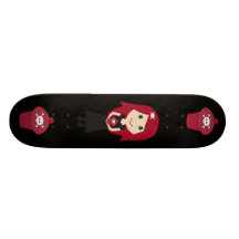 Niedliches Goth Mädchen u. kleine Kuchen mit Schäd Skateboard Deck