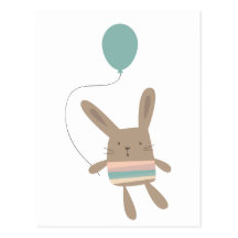 Niedliches Häschen mit Ballon Postkarte