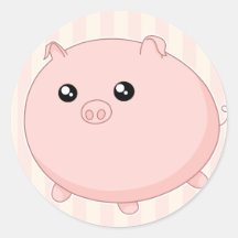 Niedliches Kawaii chubby rosa Schwein Runder Aufkleber