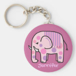 Niedliches keychain mit rosa Elefanten und Namen Schlüsselbänder
