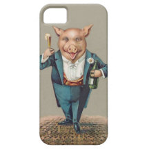 Niedliches Partying Schwein mit Champagne - lustig iPhone 5 Etuis