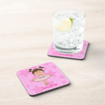 Niedliches rosa Ballett-Mädchen auf Sternenbanner Cocktail Untersetzer