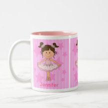 Niedliches rosa Ballett-Mädchen auf Sternenbanner Kaffeetassen