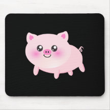 Niedliches rosa Schwein auf Schwarzem Mauspads