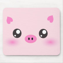 Niedliches Schwein-Gesicht - kawaii Minimalismus Mousepads