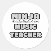 Ninja… Musik-Lehrer Runde Sticker