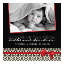 Noble Weihnachtsgeburts-Mitteilungs-Foto-Karte Individuelle Einladungskarte