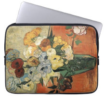 Noch Leben - japanischer Vase mit Rosen und Anemon Laptop Computer Schutzhülle