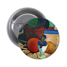 Noch Leben mit Zitrone und orange Blatt-Pflanze Anstecknadelbuttons
