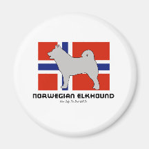 Norweger Elkhound mit Flagge Magnete