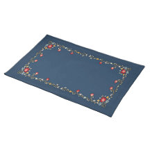 Norweger Rosemaling Bunad Blau Tischset