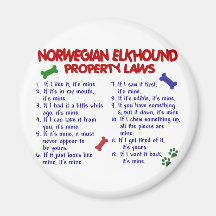 NORWEGISCHE ELKHOUND Eigentums-Gesetze 2 Kühlschrankmagnet