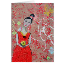 Notecard: Adeline im roten Kleid Karte