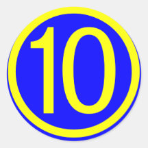 Nr. 10 in einem Kreis, blauer Hintergrund Runder Aufkleber
