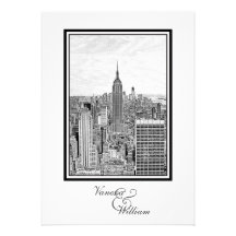 NY Stadt-Skyline-Reich-St. Gbd BW ätzte Hochzeit Personalisierte Einladung
