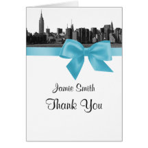 NYC breite Skyline ätzten BW lt Blue Thank You #2 Karte