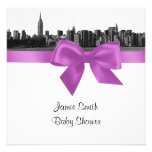 NYC breite Skyline ätzten lila QUADRAT Babyparty B einladungen
