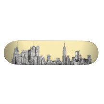 NYC, das im Sahneelfenbein zeichnet Skateboardbrett