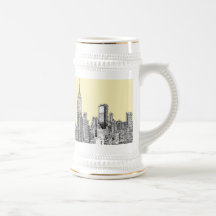 NYC, das im Sahneelfenbein zeichnet Tasse