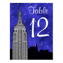 NYC ESBskyline-Silhouette-blaue Starry Tischnummer Postkarte