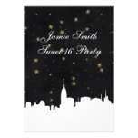 NYC Skyline-weißer Silhouette Bk Goldstern-Bonbon  einladungen