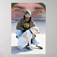 Obdachloser Mann u. Hund Posterdrucke