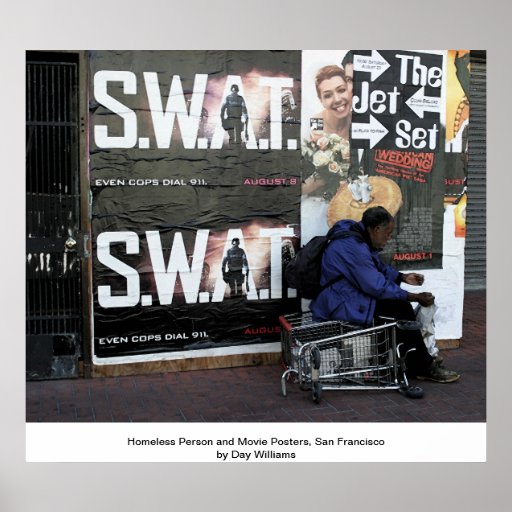 Obdachloser-und Film-Plakate, San Francisco