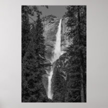 Oberes unteres Yosemite Falls Ansel Adams mögen bw Plakatdruck