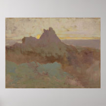 Odilon Redon - felsige Spitze Posterdruck