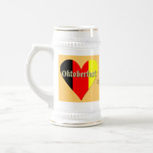 Oktoberfest Festival auf Flaggen-Herzen Stein Haferl