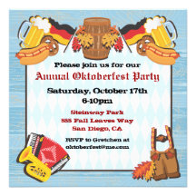 Oktoberfest Party Einladung auf altem hölzernem ba