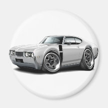 Olds 442 Weiß-Schwarzes Auto 1968 Magnete