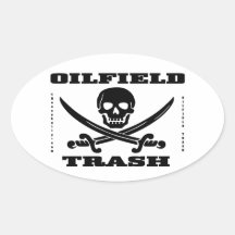 Ölfeld-Abfall, Schädel u. gekreuzte Knochen, Öl, G Ovaler Aufkleber