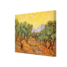 Olivenbäume färben Himmel Sun, Van Gogh, Vintage K Gespannte Galeriedrucke