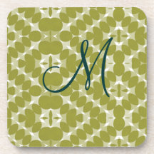 Olivgrünes Grün-Diamant-Muster-Monogramm-Korken-Un