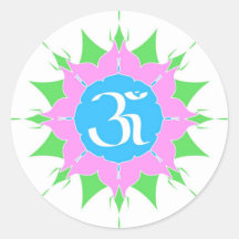 OM auf rosa Blume - Aufkleber
