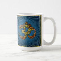 OM (AUM - ICH BIN) - XL - Gold Rahmen - blau Kaffeehaferl